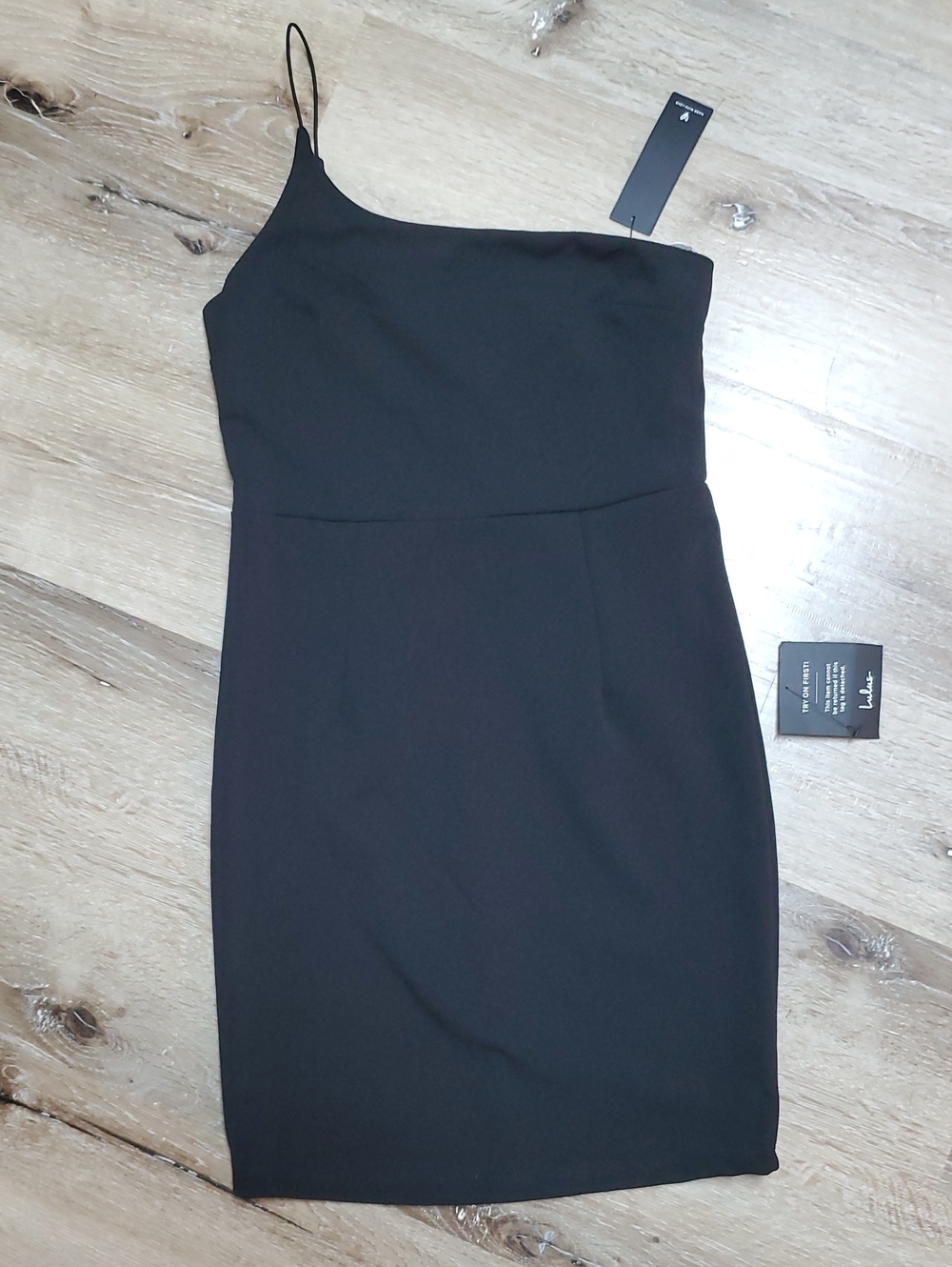 Lulus Black One-Shoulder Sheath Dress - Picture 1 of 6